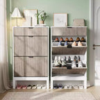 Meuble de Rangement à Chaussures avec 2 Tiroirs Basculants, Organisateur de Chaussures, Étagère à Chaussures Autoportante Étroite et Discrète