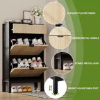 Meuble de Rangement à Chaussures avec 2 Tiroirs Basculants, Organisateur de Chaussures, Étagère à Chaussures Autoportante Étroite et Discrète
