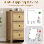 Commode en rotin – Tiroirs de style bohème pour chambre à coucher