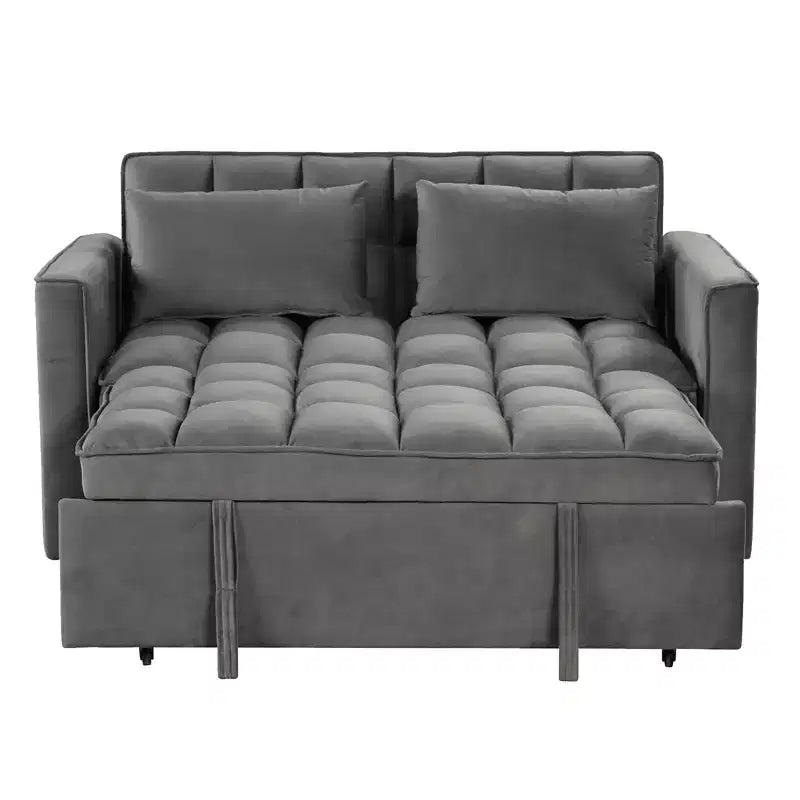 Canapé-lit convertible 55 pouces, canapé moderne en tissu chenille avec lit gigogne et ports USB pour salon, camping-car, caravane, sous-sol