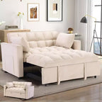 Canapé-lit convertible 55 pouces, canapé moderne en tissu chenille avec lit gigogne et ports USB pour salon, camping-car, caravane, sous-sol