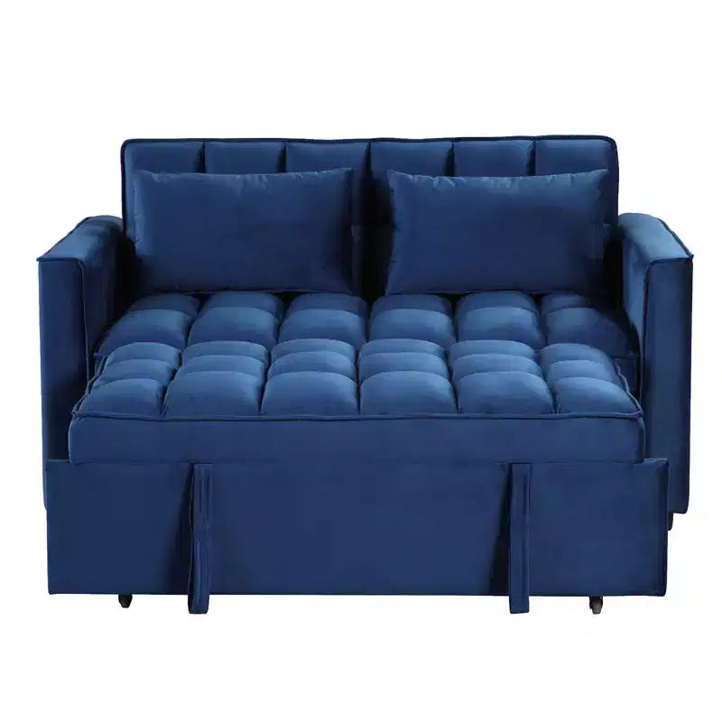 Canapé-lit convertible 55 pouces, canapé moderne en tissu chenille avec lit gigogne et ports USB pour salon, camping-car, caravane, sous-sol