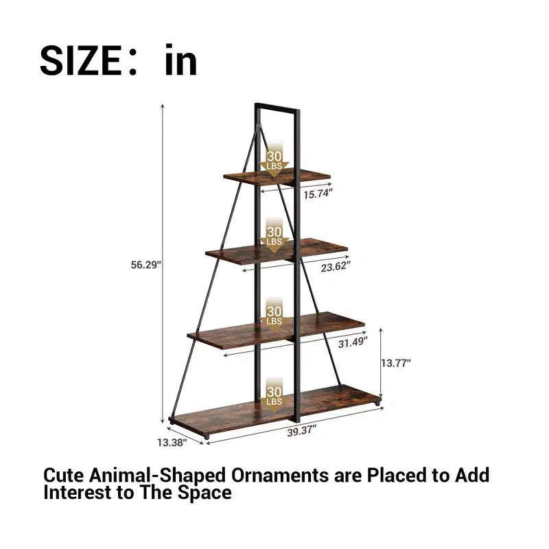 Étagère, Étagère échelle 4 niveaux, Bibliothèque design voilier, Étagères de rangement en bois en forme de A