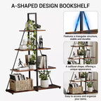 Étagère, Étagère échelle 4 niveaux, Bibliothèque design voilier, Étagères de rangement en bois en forme de A