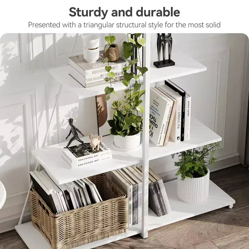 Étagère, Étagère échelle 4 niveaux, Bibliothèque design voilier, Étagères de rangement en bois en forme de A