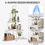 Étagère, Étagère échelle 4 niveaux, Bibliothèque design voilier, Étagères de rangement en bois en forme de A