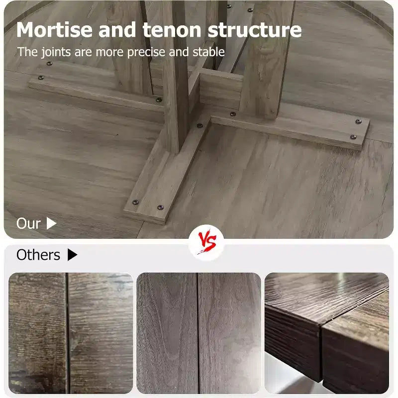 Table à manger ronde de 47 pouces pour 4 personnes, table de cuisine style ferme, meuble de salle à manger classique, table ronde en bois, pour cuisine, salle à manger