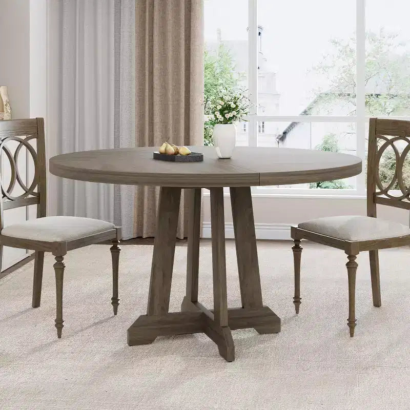 Table à manger ronde de 47 pouces pour 4 personnes, table de cuisine style ferme, meuble de salle à manger classique, table ronde en bois, pour cuisine, salle à manger