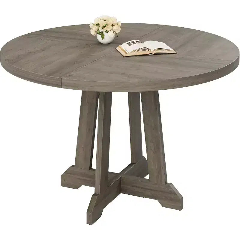 Table à manger ronde de 47 pouces pour 4 personnes, table de cuisine style ferme, meuble de salle à manger classique, table ronde en bois, pour cuisine, salle à manger