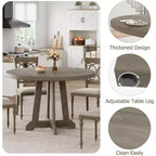 Table à manger ronde de 47 pouces pour 4 personnes, table de cuisine style ferme, meuble de salle à manger classique, table ronde en bois, pour cuisine, salle à manger