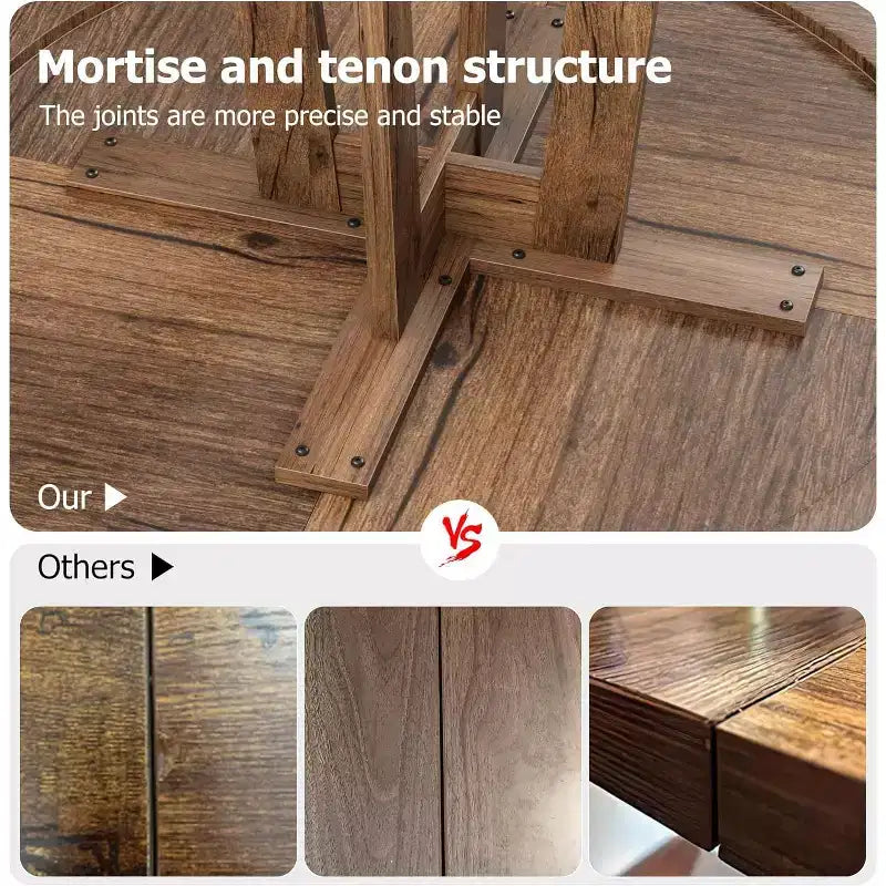 Table à manger ronde de 47 pouces pour 4 personnes, table de cuisine style ferme, meuble de salle à manger classique, table ronde en bois, pour cuisine, salle à manger