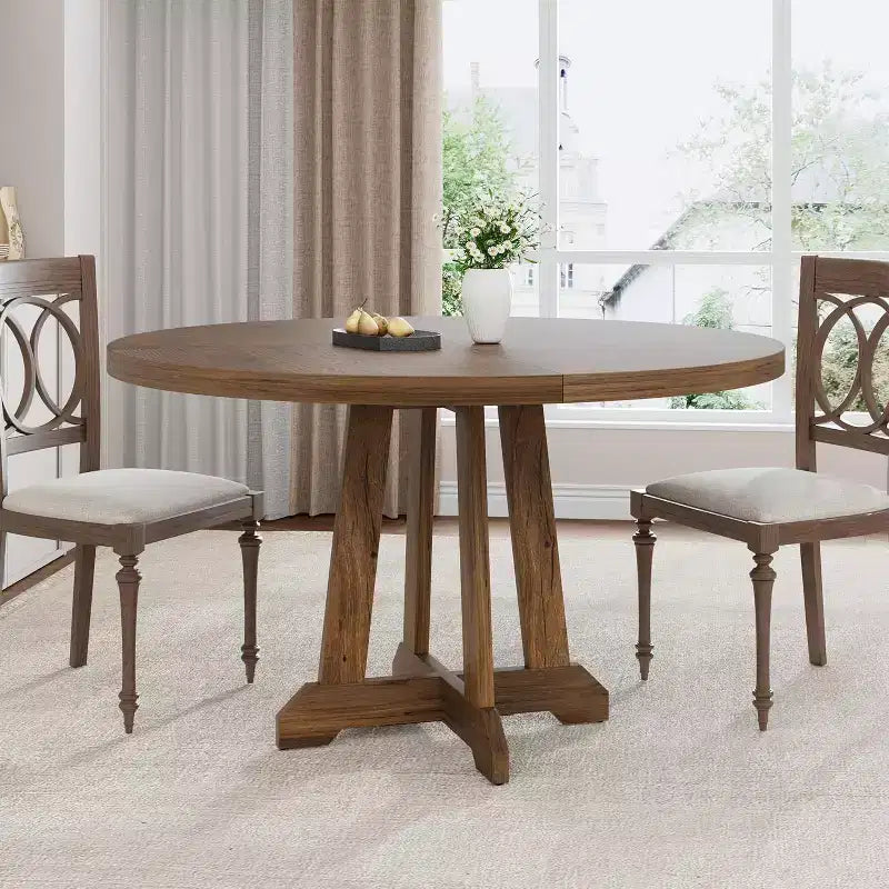 Table à manger ronde de 47 pouces pour 4 personnes, table de cuisine style ferme, meuble de salle à manger classique, table ronde en bois, pour cuisine, salle à manger