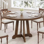Table à manger ronde de 47 pouces pour 4 personnes, table de cuisine style ferme, meuble de salle à manger classique, table ronde en bois, pour cuisine, salle à manger
