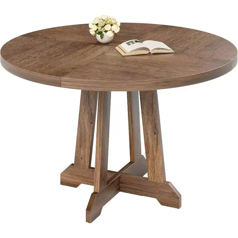 Table à manger ronde de 47 pouces pour 4 personnes, table de cuisine style ferme, meuble de salle à manger classique, table ronde en bois, pour cuisine, salle à manger