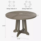 Table à manger ronde de 47 pouces pour 4 personnes, table de cuisine style ferme, meuble de salle à manger classique, table ronde en bois, pour cuisine, salle à manger