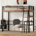 Okak Industrial Twin/Full Size Loft Bed with Built-in Desk,Metal Bunk Bed with Storage Shelves & Ladder,Multi-Functional Loft Beds for Teens & Adults