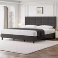 Adjustable Headboard, Metal Frame Bed Frame with Strong Wood Slats and Support Legs, No Box Spring Required, Easy Assembly, Gray, King
