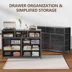 Commode à 10 tiroirs double usage et meuble TV pour téléviseurs de 55 pouces, organisateur de rangement pour chambre à coucher/salon/entrée