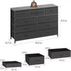 Commode à 10 tiroirs double usage et meuble TV pour téléviseurs de 55 pouces, organisateur de rangement pour chambre à coucher/salon/entrée