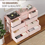 Commode à 10 tiroirs double usage et meuble TV pour téléviseurs de 55 pouces, organisateur de rangement pour chambre à coucher/salon/entrée