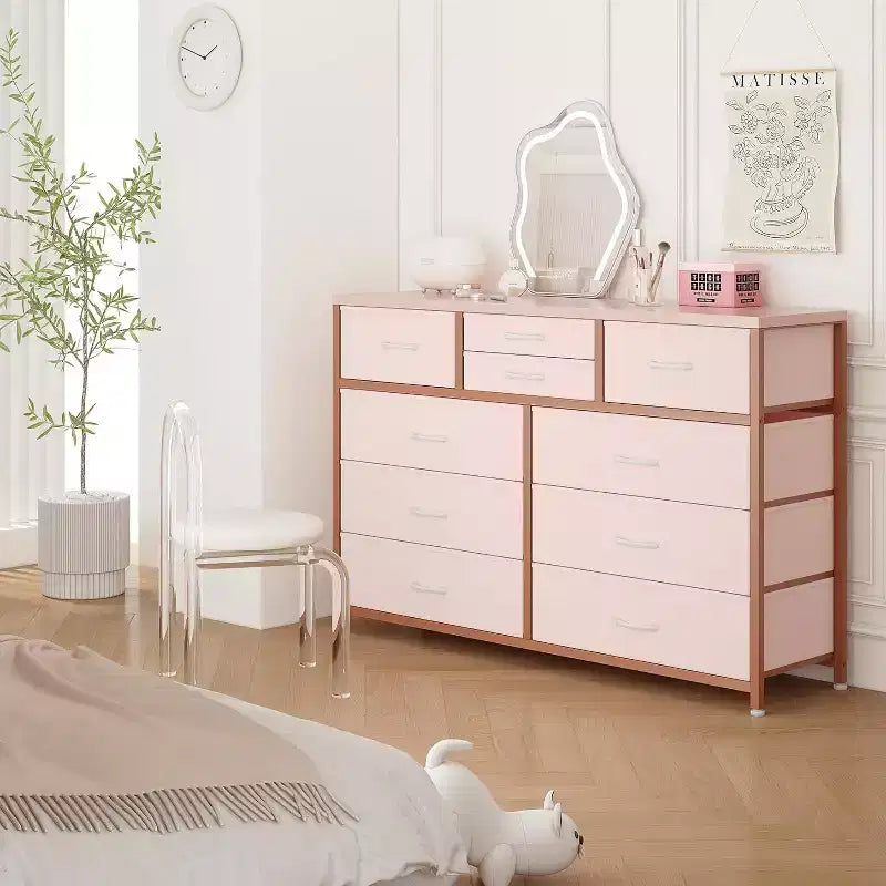 Commode à 10 tiroirs double usage et meuble TV pour téléviseurs de 55 pouces, organisateur de rangement pour chambre à coucher/salon/entrée