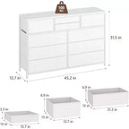 Commode à 10 tiroirs double usage et meuble TV pour téléviseurs de 55 pouces, organisateur de rangement pour chambre à coucher/salon/entrée