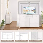 Commode à 10 tiroirs double usage et meuble TV pour téléviseurs de 55 pouces, organisateur de rangement pour chambre à coucher/salon/entrée