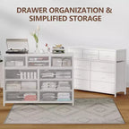 Commode à 10 tiroirs double usage et meuble TV pour téléviseurs de 55 pouces, organisateur de rangement pour chambre à coucher/salon/entrée