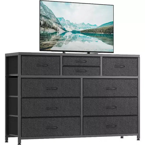 10-Drawer Dual-Purpose Dresser & TV Stand  Entertainment Center for 55 TVs, Storage Organizer for Bedroom/Living Room/Entryway