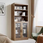 Armoires de rangement élégantes et spacieuses avec portes en verre, offrant une grande capacité de rangement, à la fois pratiques et esthétiques.