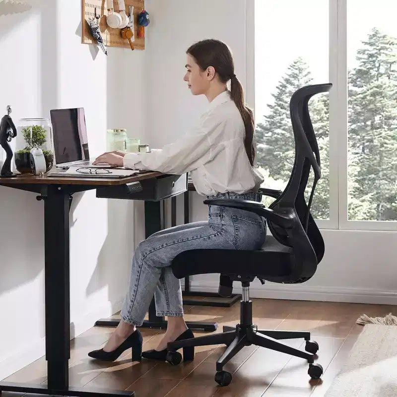 MAYEERTY Office Chair with Flip-Up Armrests Space-Saving Design Fits Under Desk