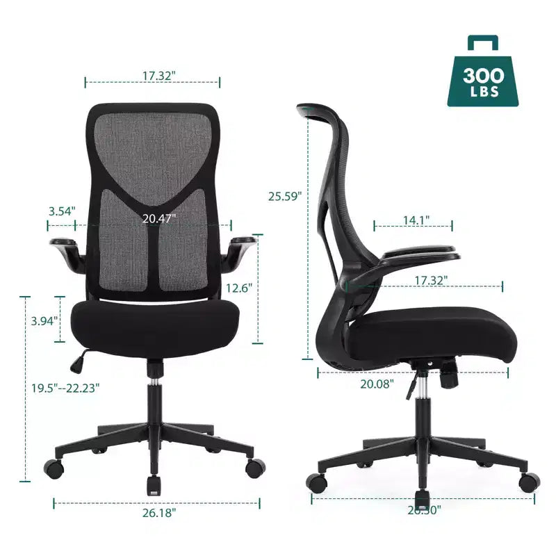 Chaise de bureau avec accoudoirs relevables Design compact se glisse sous le bureau