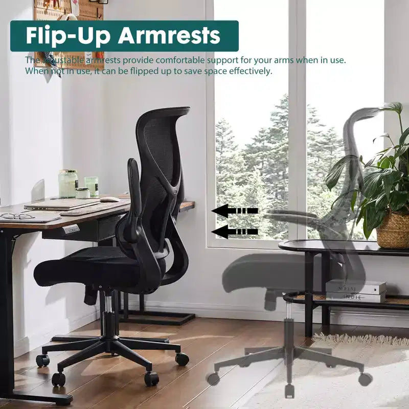Chaise de bureau avec accoudoirs relevables Design compact se glisse sous le bureau
