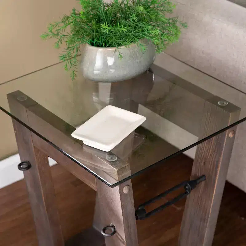 Table d'appoint en bois recyclé marron