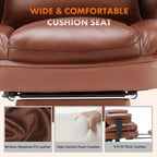 Fauteuil de bureau de direction en cuir PU, grand fauteuil de bureau avec repose-pieds et support lombaire, hauteur inclinable réglable