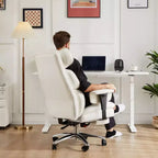 Fauteuil de bureau de direction en cuir PU, grand fauteuil de bureau avec repose-pieds et support lombaire, hauteur inclinable réglable