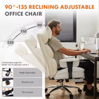 Fauteuil de bureau de direction en cuir PU, grand fauteuil de bureau avec repose-pieds et support lombaire, hauteur inclinable réglable