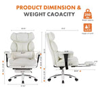 Fauteuil de bureau de direction en cuir PU, grand fauteuil de bureau avec repose-pieds et support lombaire, hauteur inclinable réglable