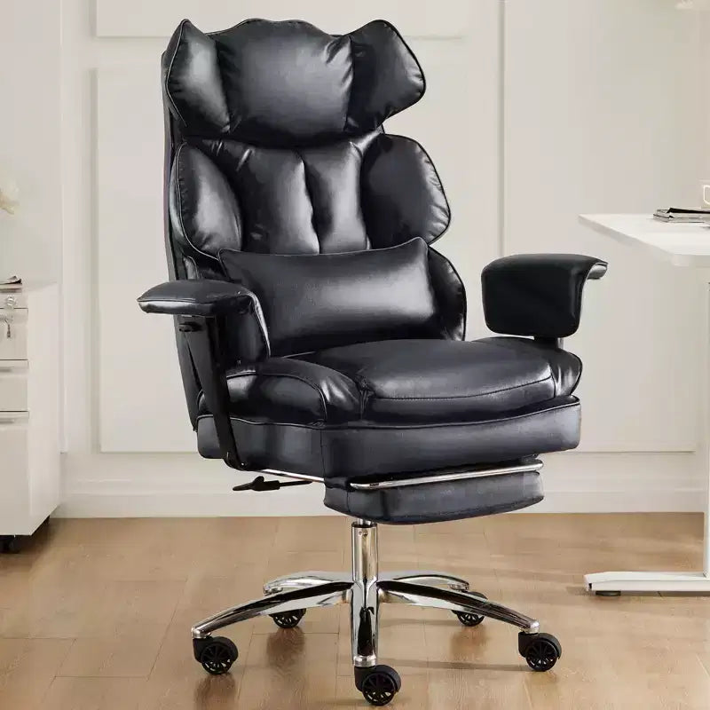 Bestier Executive Office Chair, PU Leather Big and Tall Office Desk Chair with Footrest Lumbar Support, Adjustable Reclining Height