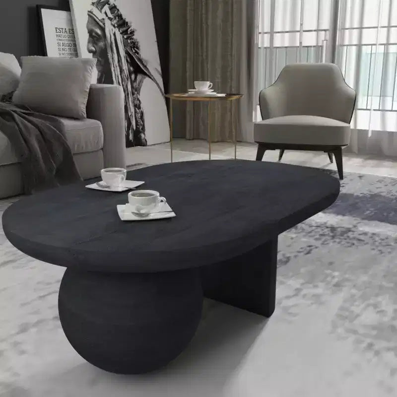Royal Hampton Oval Mango Wood Full and Half Spherical Leg Coffee Table, 38 Inch