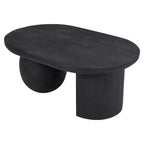 Table basse ovale avec pieds sphériques entiers et demi-sphériques en bois de manguier, 38 pouces