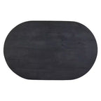 Table basse ovale avec pieds sphériques entiers et demi-sphériques en bois de manguier, 38 pouces