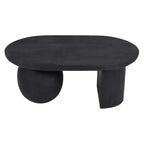 Table basse ovale avec pieds sphériques entiers et demi-sphériques en bois de manguier, 38 pouces