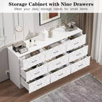 Commode moderne 9 tiroirs de 160 cm avec prise de courant