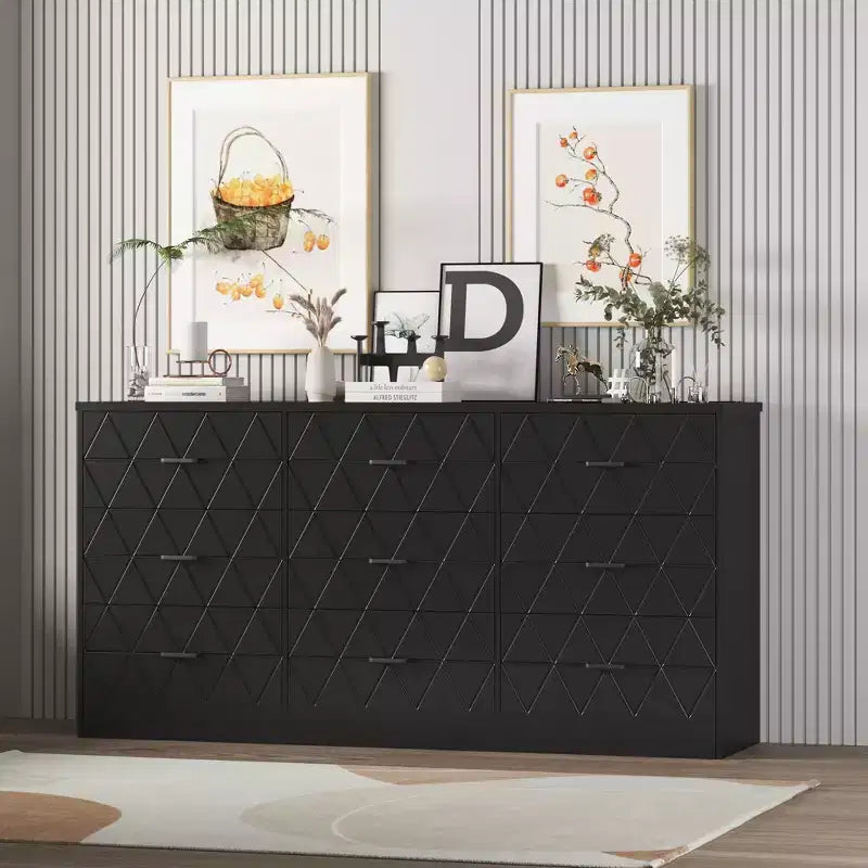 Commode moderne 9 tiroirs de 160 cm avec prise de courant