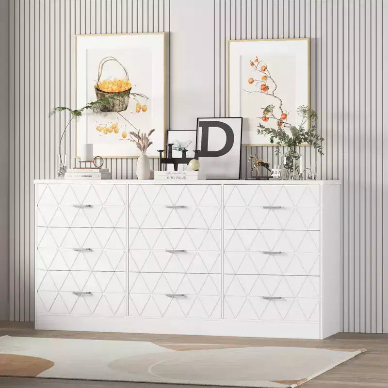Commode moderne 9 tiroirs de 160 cm avec prise de courant