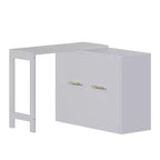 Lit simple avec coussin pliant, lit coffre mural pliant avec bureau à position réglable, blanc/gris