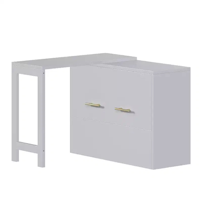Lit simple avec coussin pliant, lit coffre mural pliant avec bureau à position réglable, blanc/gris