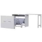 Lit simple avec coussin pliant, lit coffre mural pliant avec bureau à position réglable, blanc/gris