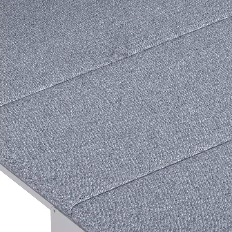 Lit simple avec coussin pliant, lit coffre mural pliant avec bureau à position réglable, blanc/gris